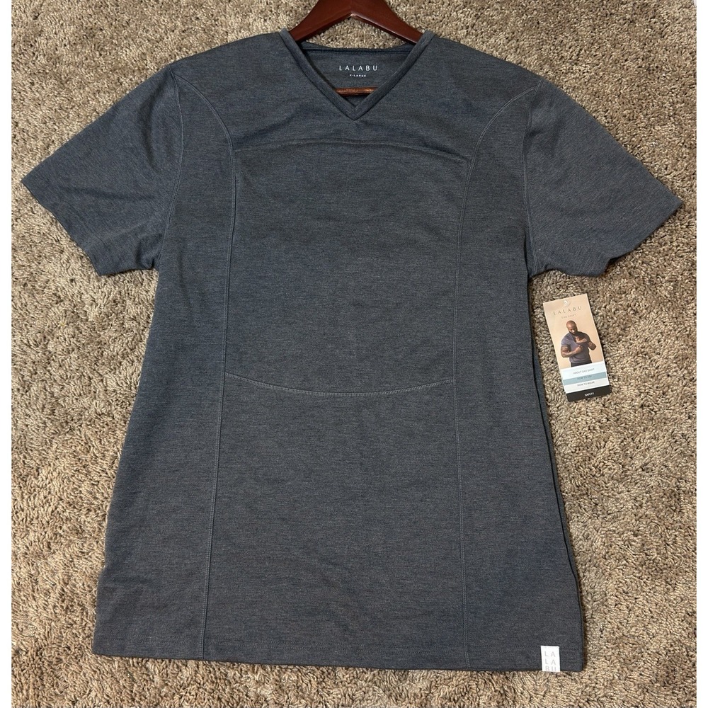 NWT Lalabu Dad Shirt Size XL Grey Baby Wearing Short Sleeve Shirt Mens
